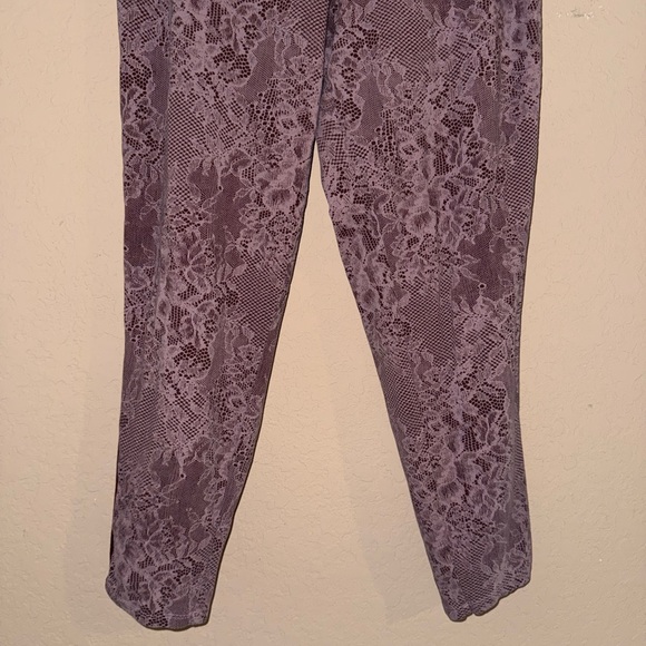 Cacique Burgundy and Lace Patterned Print Legging Pajama Pants - Picture 4 of 7